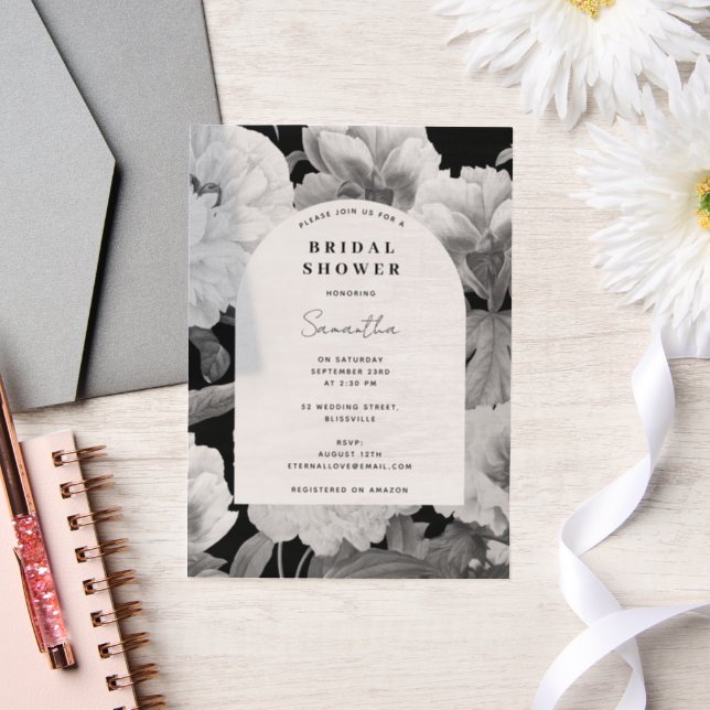 Schwarz-weiße Peonies Brautparty (Hochzeit)