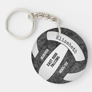 Schwarz-weiße personalisierte Mannschaftsvolleybal Schlüsselanhänger