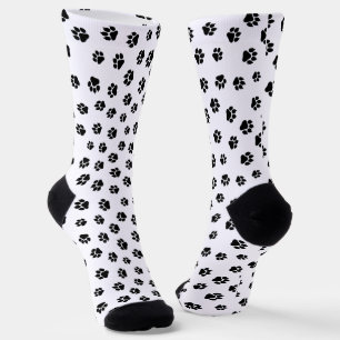 Schwarz-weiße Pfotenabdruck-Muster-Socken Socken