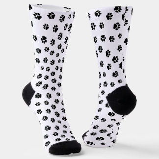Schwarz-weiße Pfotenabdruck-Muster-Socken Socken