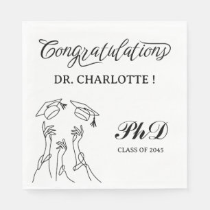 Schwarz-Weiße-PhD-Abschlussfeier Serviette