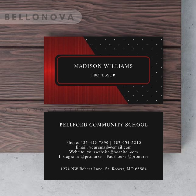 Schwarz-weiße Polka Dot Monogram aus benutzerdefin Visitenkarte (Custom Red Stripes Black White Polka Dot Monogram Business Card)