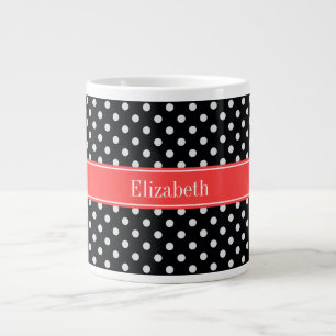 Schwarz-weiße Polka Dots Cornflasenmonogramm Jumbo-Tasse