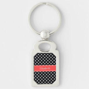 Schwarz-weiße Polka Dots Cornflasenmonogramm Schlüsselanhänger