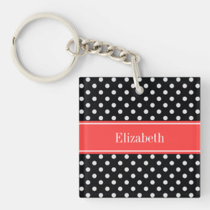 Schwarz-weiße Polka Dots Cornflasenmonogramm Schlüsselanhänger