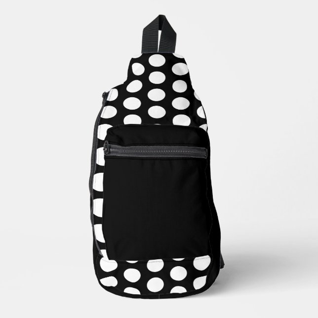 Schwarz-weiße Polka-Dots Crossbody Bag (Vorderseite)