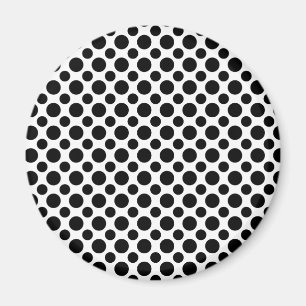 Schwarz-weiße Polka Dots groß und klein Magnet