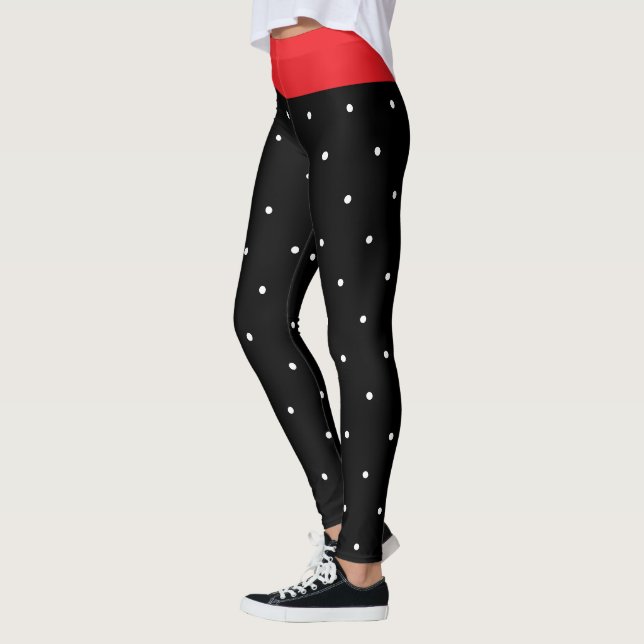 Schwarz-weiße Polka Dots Leggings (Links)
