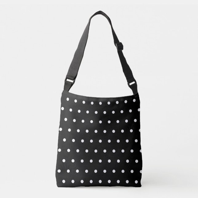Schwarz-weiße Polka Dots Tragetaschen Mit Langen Trägern (Vorderseite)