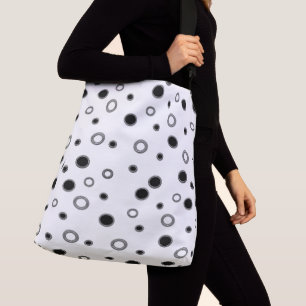 Schwarz-weiße Polka Dots Tragetaschen Mit Langen Trägern