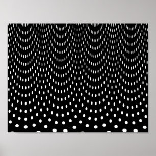 Schwarz-weiße Polka Dots Vorhang Design Poster