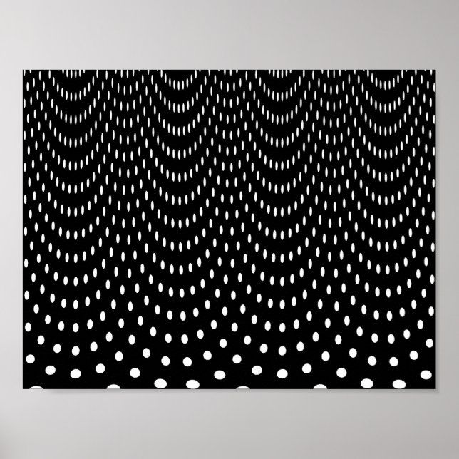 Schwarz-weiße Polka Dots Vorhang Design Poster (Vorne)