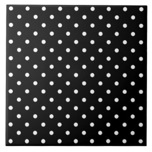 Schwarz-weiße Polka-Punkte Fliese