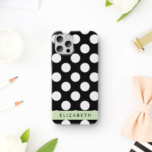 Schwarz-weiße Polka-Punkte, Gepunktet, Ihr Name iPhone 16 Hülle
