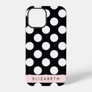 Schwarz-weiße Polka-Punkte, Gepunktet, Ihr Name iPhone 12 Pro Hülle