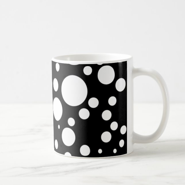 Schwarz-weiße Polka-Punkte Kaffeetasse (Rechts)