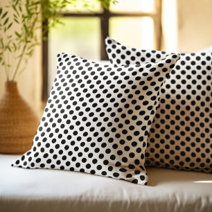 Schwarz-Weiße Polka-Punkte Kissen