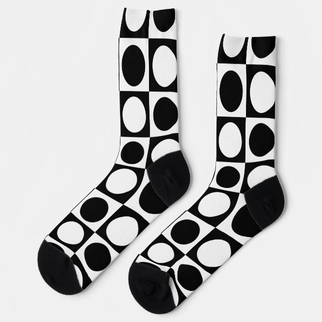 Schwarz-weiße Polka-Punkte Socken (Linkes Detail)