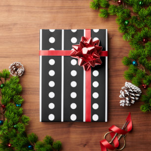 Schwarz weiße Polka Punkte Streifen Geschenkpapier