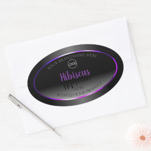 Schwarz-weiße Produktzeichen Lila-Rosa-Rahmen-Logo Ovaler Aufkleber