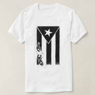 Schwarz-Weiße Puerto-ricanische Flagge Widerstand T-Shirt
