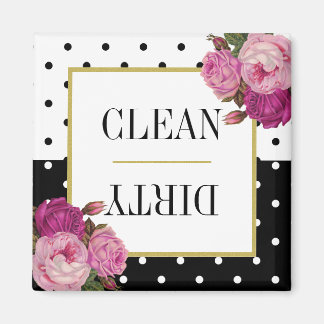 Schwarz-weiße Punkte Blumenreinigung Geschirrspülm Magnet