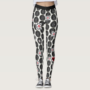 Schwarz-weiße Punkte-Leggings für Frauen Leggings