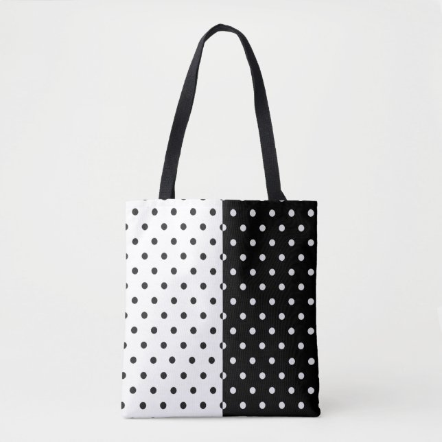 Schwarz-weiße Punkte-Tasche (Vorderseite)