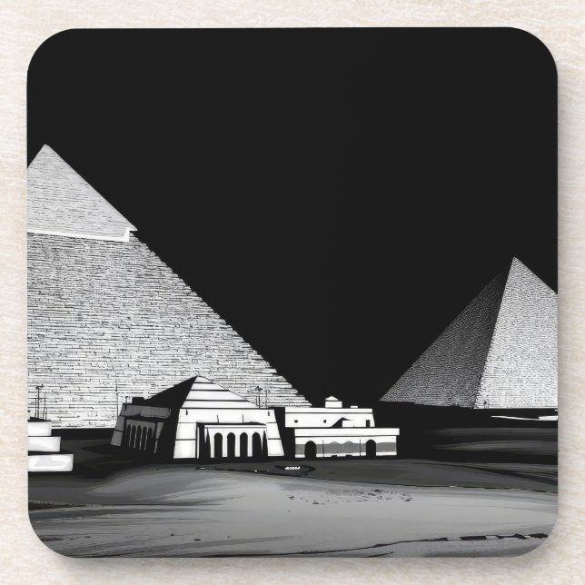 Schwarz-weiße Pyramiden Getränkeuntersetzer (Vorderseite)