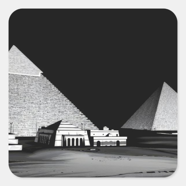 Schwarz-weiße Pyramiden Quadratischer Aufkleber (Vorderseite)