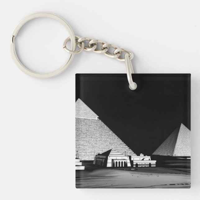 Schwarz-Weiße Pyramiden Schlüsselanhänger (Vorderseite)