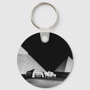 Schwarz-weiße Pyramiden Schlüsselanhänger