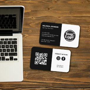 Schwarz-weiße QR-Logokombinationen für soziale Med Visitenkarte