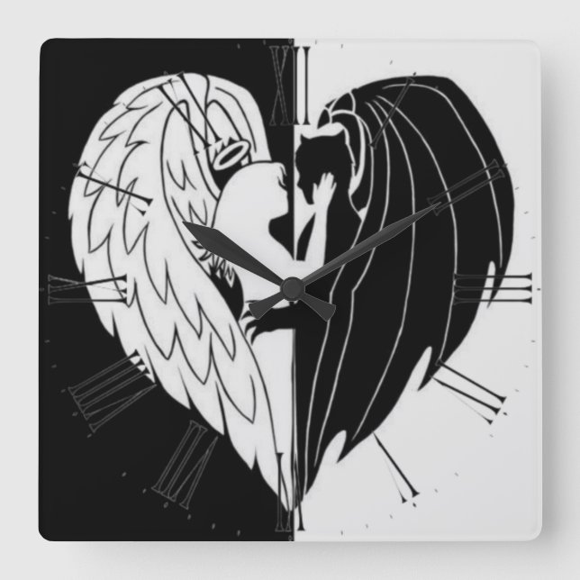 Schwarz-weiße Quadratwanduhr Quadratische Wanduhr (Vorderseite)