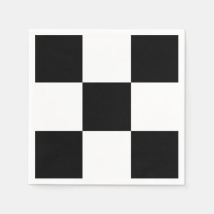 Schwarz-weiße Race-Checkerboard-Quadrate mit benut Serviette