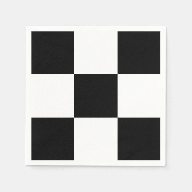 Schwarz-weiße Race-Checkerboard-Quadrate mit benut Serviette (Vorderseite)