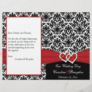 Schwarz-weiße Red Damask, Herz-Hochzeitsprogramm