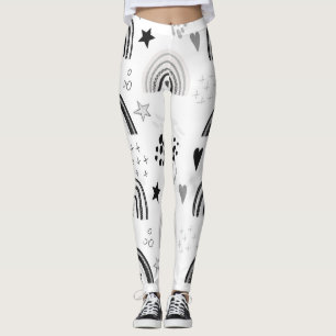Schwarz-weiße Regenbogen-Minimal-Leggings Leggings