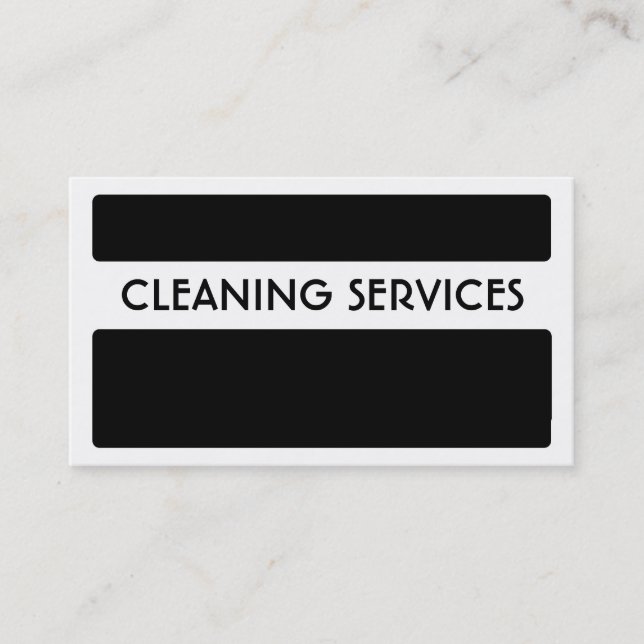 Schwarz-weiße Reinigungsdienstleistungen Visitenkarte (Vorderseite)