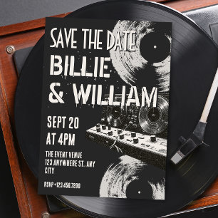 Schwarz-weiße Retro-Musik-Hochzeit Save The Date