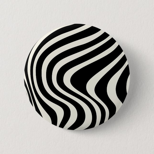 Schwarz-weiße Retro-Wellen Button (Vorderseite)