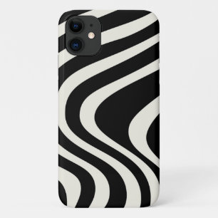 Schwarz-weiße Retro-Wellen Case-Mate iPhone Hülle