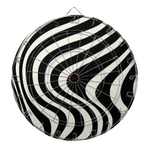 Schwarz-weiße Retro-Wellen Dartscheibe
