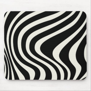 Schwarz-weiße Retro-Wellen Mousepad