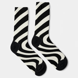 Schwarz-weiße Retro-Wellen Socken