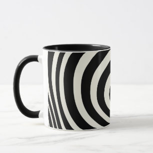 Schwarz-weiße Retro-Wellen Tasse