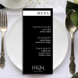 Schwarz-weiße Rezeption für einfaches Strip Dinner Menükarte