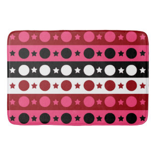 Schwarz-weiße rosa Kreissteine Streifen-Design Badematte