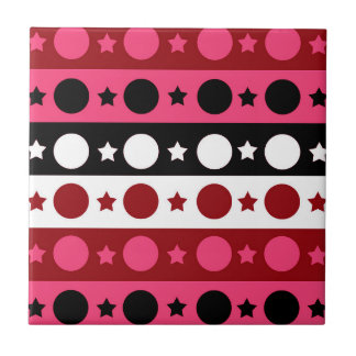 Schwarz-weiße rosa Kreissteine Streifen-Design Fliese