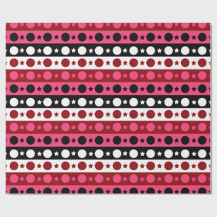 Schwarz-weiße rosa Kreissteine Streifen-Design Geschenkpapier